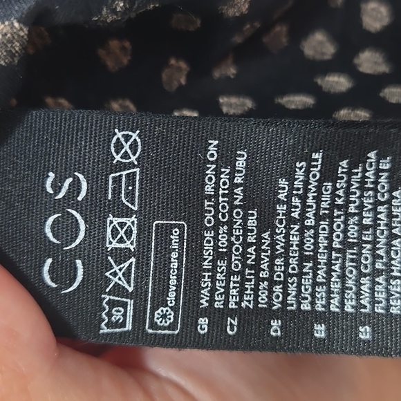 COS-100% Cotton Tee Long Sleeve Polka Dot-Size Medium - Picture 8 of 12